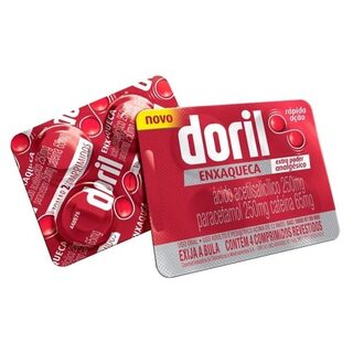Doril Enxaqueca 250mg + 250mg + 65mg, blíster com 4 comprimidos revestidos