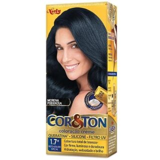 Kit Coloração Niely Cor&Ton nº 1.7+ preto azulado especial