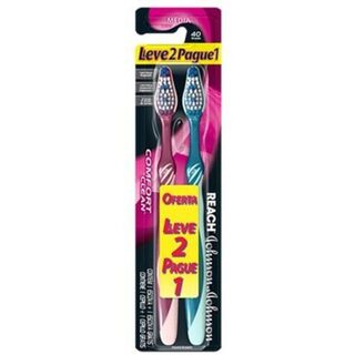 Escova Dental Johnson's Reach Comfort Clean nº 40 Média, kit com 2 unidades