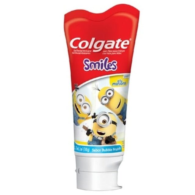 Gel Dental Infantil Colgate Smiles com flúor, Minions, bubble fruit com 100g