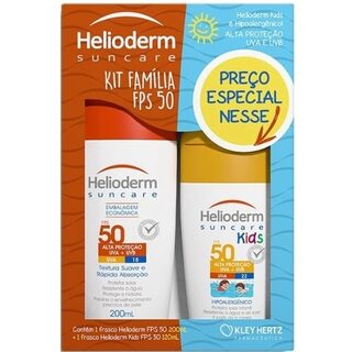 Kit Protetor Solar Helioderm Suncare Família adulto, FPS 50 com 200mL + preço especial, kids, FPS 50 com 120mL