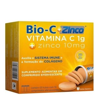 Bio-C + Zinco 1g + 10mg, caixa com 30 comprimidos efervescentes