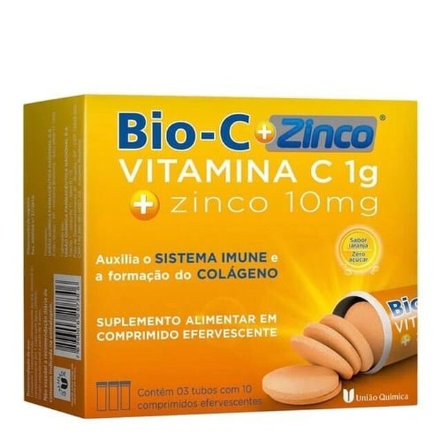 Bio-C + Zinco 1g + 10mg, caixa com 30 comprimidos efervescentes