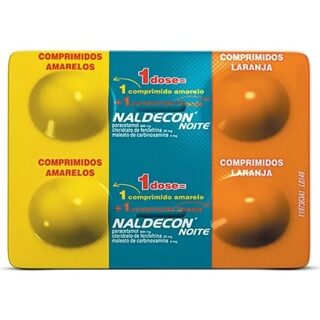 Naldecon Noite 400mg + 20mg + 400mg + 4mg, blíster com 4 comprimidos