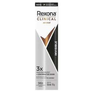 Desodorante Antitranspirante Aerossol Rexona Clinical Invisible Feminino 96h 150ml