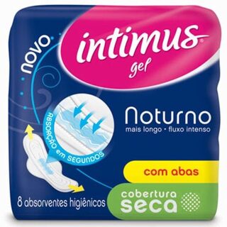Absorvente Intimus Noturno com abas, seca com 8 unidades