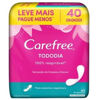 Protetor Diário Carefree Todo Dia sem perfume, pacote com 40 unidades
