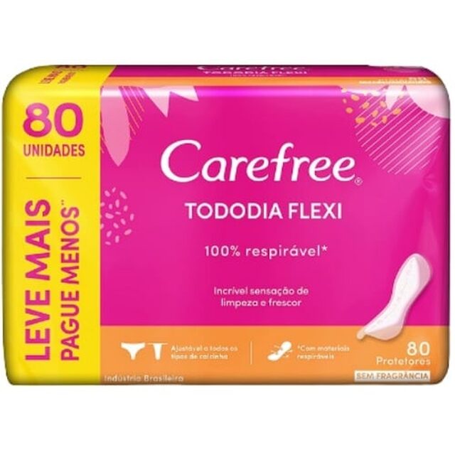 Protetor Diário Carefree TodoDia Flexi pacote com 80 unidades