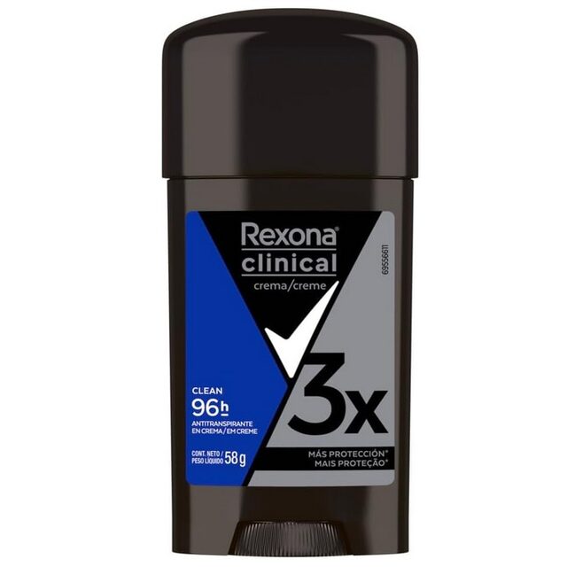 Desodorante Antitranspirante Rexona Men Clinical clean, creme, stick, 1 unidade com 58g
