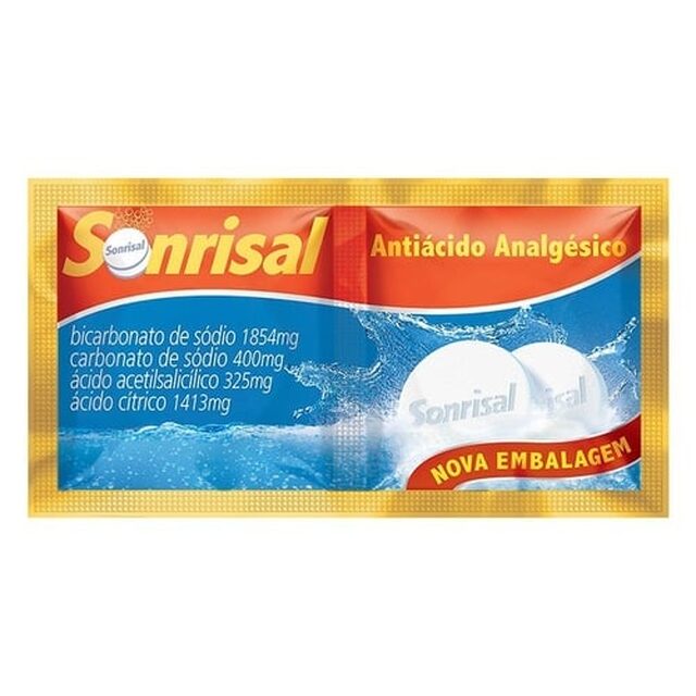 Sonrisal 1854mg + 400mg + 325mg + 1413mg, blister com 2 comprimidos efervescentes, sabor tradicional