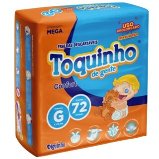 Fralda Toquinho de Gente Confort G, pacote mega com 72 unidades