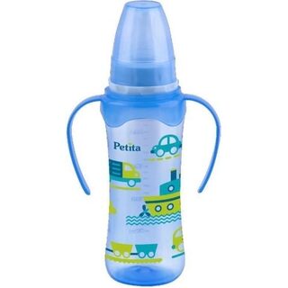 Mamadeira Petita 6+ meses, cinturada, com alça, azul com capacidade de 240mL