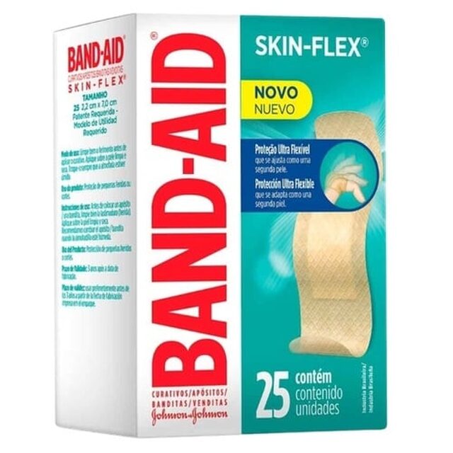 Curativo Band-Aid Skin-Flex 25 unidades com 2,2cm x 7,0cm
