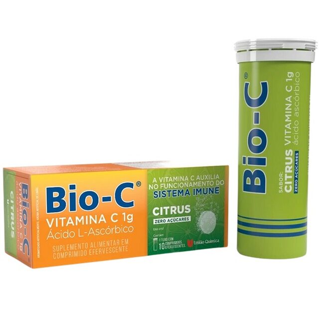 Vitamina C Bio-C União Química 1g, citrus, caixa com 10 comprimidos efervescentes