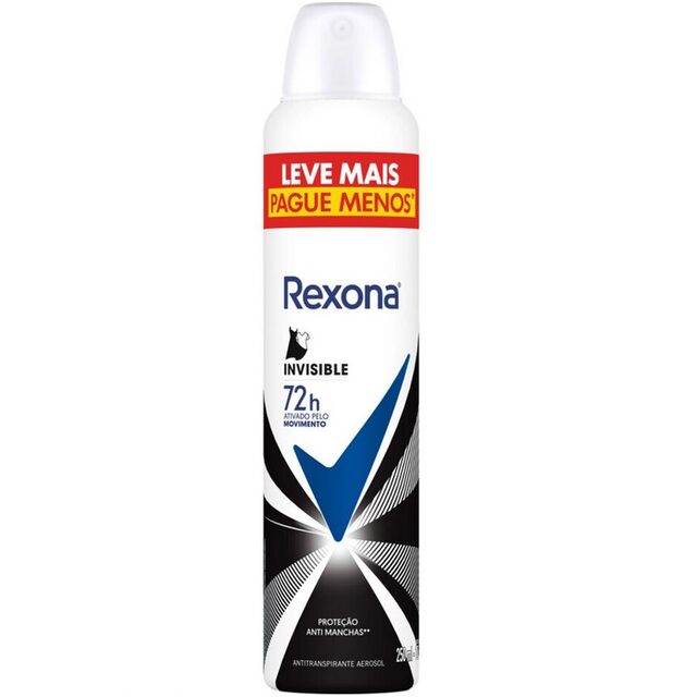 Desodorante Antitranspirante Feminino Rexona Invisible aerossol, 1 unidade com 250mL