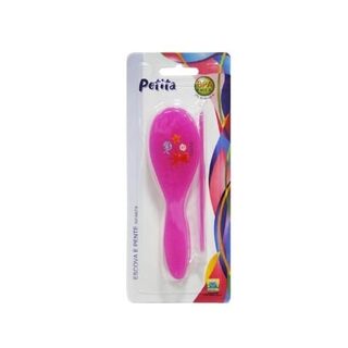 Kit Cabelo Petita escova + pente, rosa, ref.1161