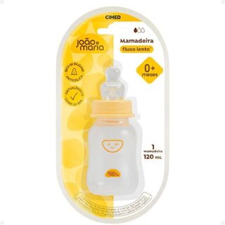 Mamadeira Fluxo Lento Cimed João e Maria Bico de Silicone 0+ Meses 120Ml