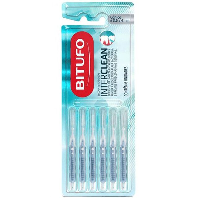 Escova Interdental Bitufo Intertufo cônica, 6 unidades com 4mm cada
