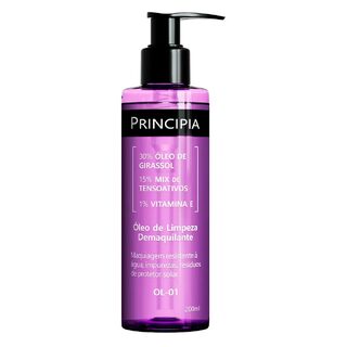 Óleo de Limpeza Demaquilante 30% Óleo de Girassol + 15% Mix de Tensoativos + 1% Vitamina E Principia Skincare OL-01 com 200ml