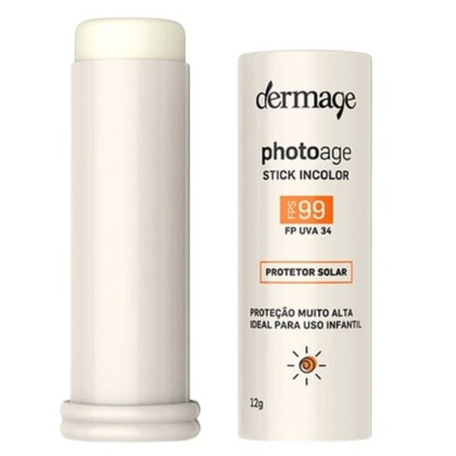 Protetor Solar Adulto e Infantil Dermage Photoage Stick 2+ anos, FPS 99, incolor com 14g