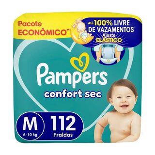 Fralda Pampers Confort Sec M, 112 unidades