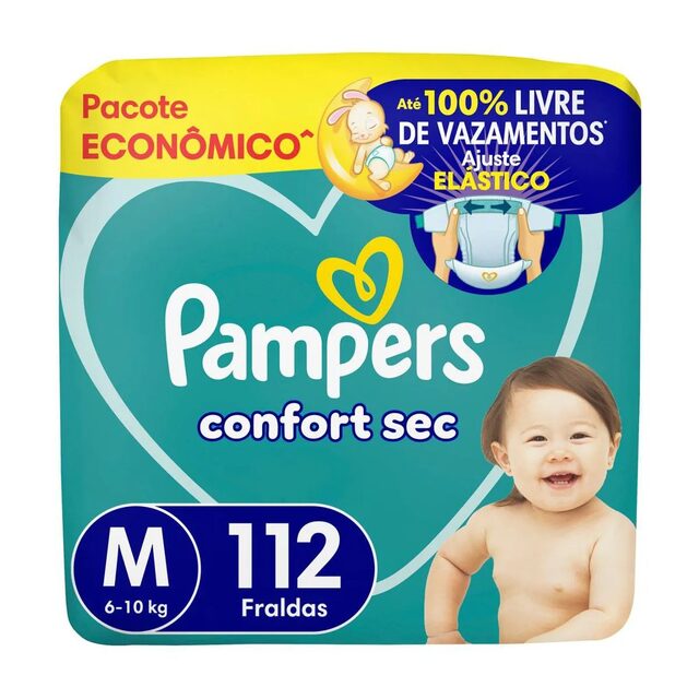 Fralda Pampers Confort Sec M, 112 unidades