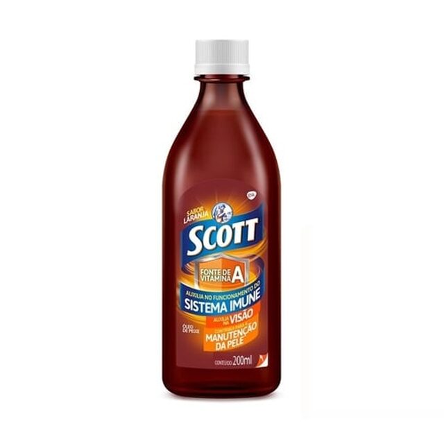 Emulsão Scott frasco com 200mL de solução de uso oral, sabor laranja