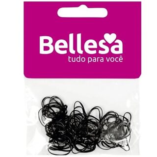 Elástico para Cabelo Bellesa silicone, preto com 75 unidades
