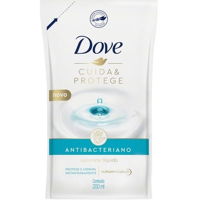 Sabonete Antibacteriano Dove Cuida & Protege refil, líquido, 1 unidade com 200mL