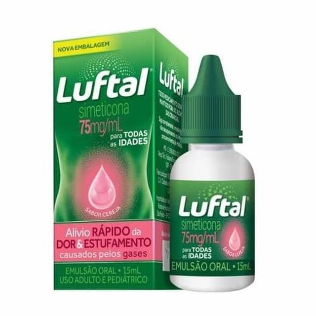 Luftal 75mg/mL, caixa com 1 frasco gotejador com 15mL de emulsão de uso oral