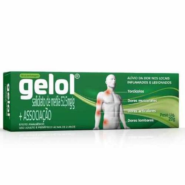 Gelol 52,2mg/g + 44,4mg/g + 20,0mg/g, caixa com 1 bisnaga com 20g de pomada de uso dermatológico