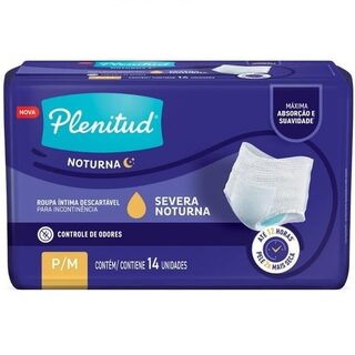 Roupa Íntima Descartável para Incontinência Plenitud Pants Noturna P/M, pacote com 14 unidades