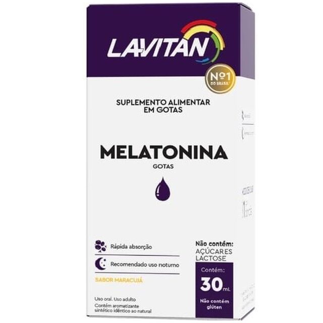 Lavitan Melatonina Gotas Maracujá, frasco com 30mL