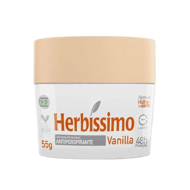 Desodorante Antitranspirante Creme Herbíssimo Vanilla 55g