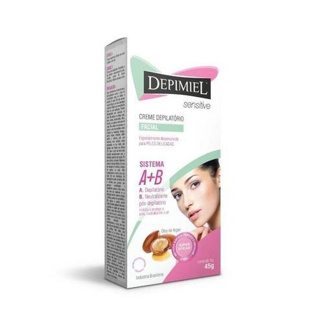 Creme Depilatório Facial Depimiel Sensitive A+B, bisnaga com 45g