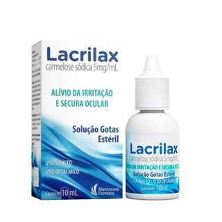 Lacrilax 5mg/mL, caixa com 1 frasco gotejador com 10mL de solução de uso oftálmico