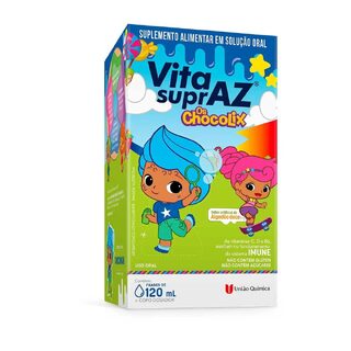 Vita suprAZ Os Chocolix caixa com 1 frasco com 120mL de solução de uso oral + copo dosador, sabor algodão doce