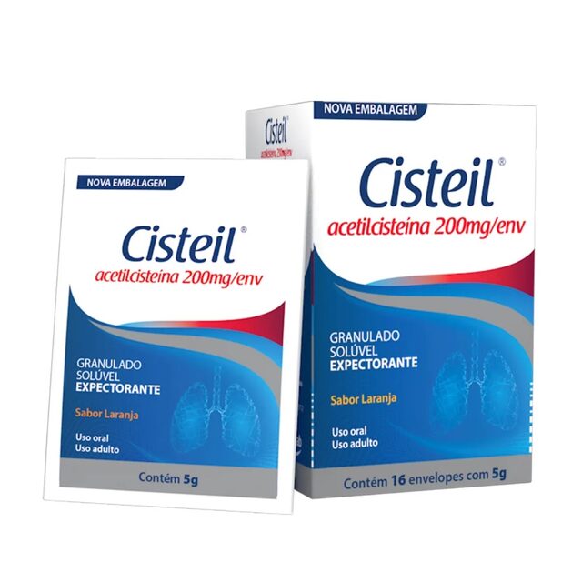 Cisteil 200mg/g, caixa com 16 envelopes com 5g de granulado para solução de uso oral