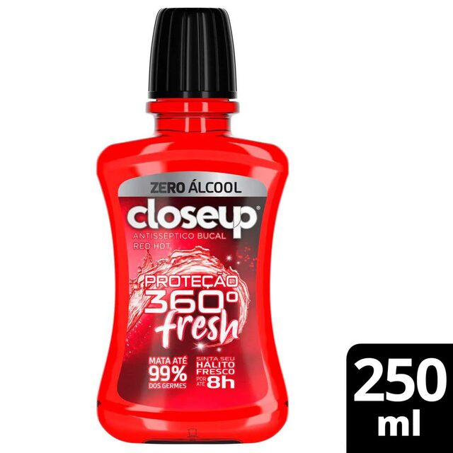 Enxaguante Bucal Sem Álcool Closeup Red Hot Proteção 360° Fresh 250mL