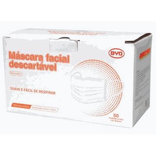 Máscara Descartável BYD Clipe Nasal Care azul, caixa com 50 unidades