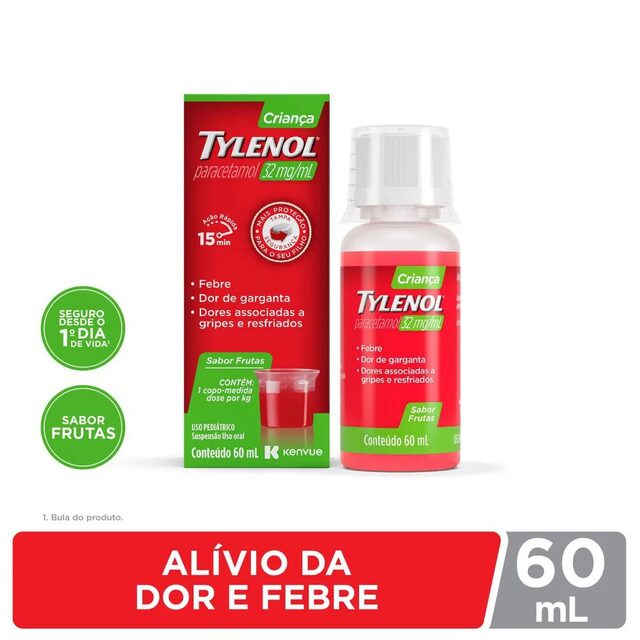 Tylenol Criança Paracetamol 32mg/ml Suspensão Oral Sabor Frutas 60ml