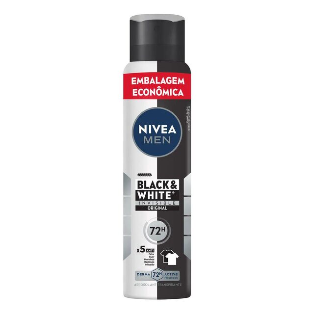 Desodorante Antitranspirante Aerosol Nivea Men Black & White Invisible 48h 200ml