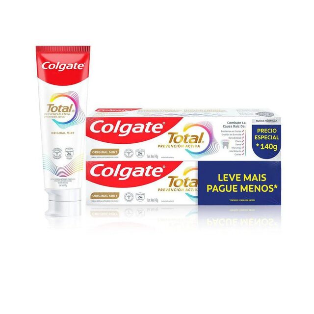 Kit Creme Dental Colgate Total Prevenção Ativa Original Mint, 2 unidades de 140g
