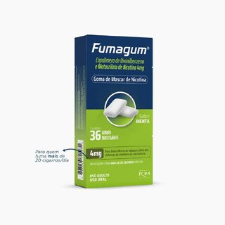 Fumagum 4mg, caixa com 36 gomas mastigáveis, sabor menta