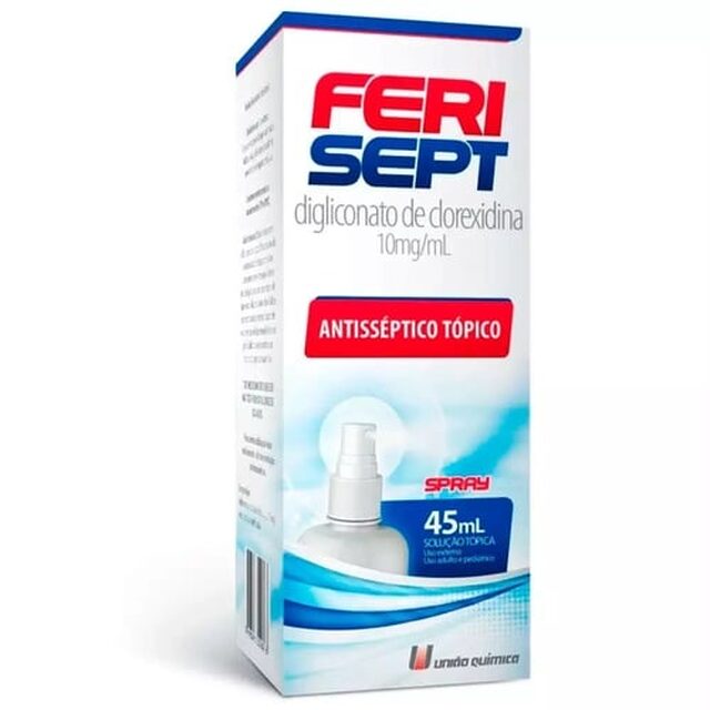 Ferisept 450mg, caixa com 1 frasco spray com 45mL de solução de uso dermatológico