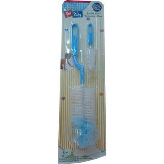Kit Escova de Mamadeira e Bico Pais & Filhos, azul