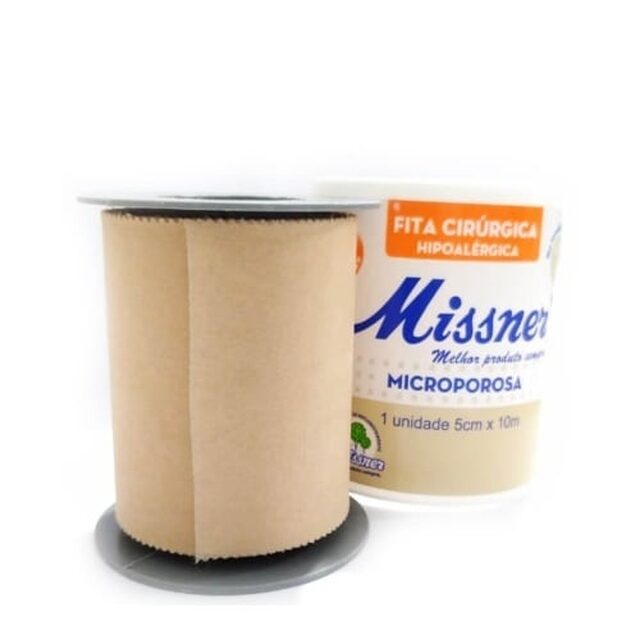 Fita Cirúrgica Missner Microporosa bege, 5cm x 10m