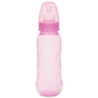 Mamadeira Kuka Aquarela 6+ meses, sem alça, rosa com capacidade de 250mL
