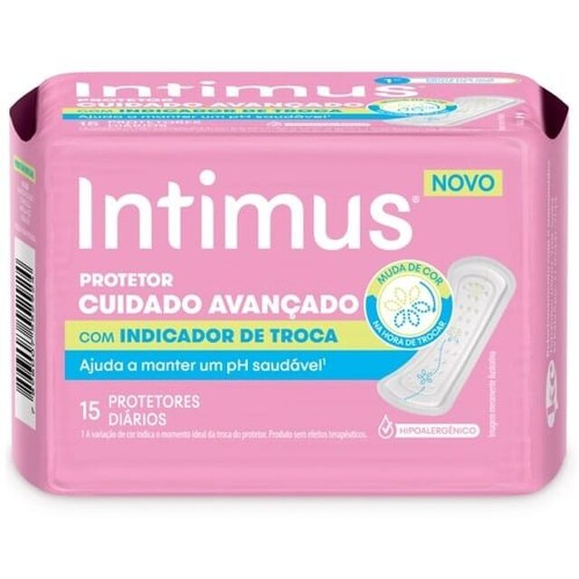 Protetor Diário com Indicador de Troca Intimus Cuidado Avançado pacote com 15 unidades