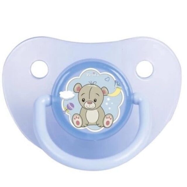 Chupeta Petita 6+ meses, cristal, bico ortodôntico, azul, sortida